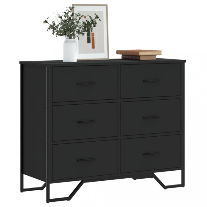 Gossi comoda cu sertare, negru, 91x35,5x74,5 cm, lemn prelucrat