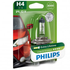 Bec Halogen H4 Philips LongLife EcoVision, 12V, 60/55W