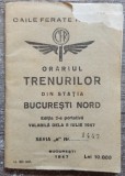 Orariul trenurilor din statia Bucuresti Nord de la 5 iulie 1947