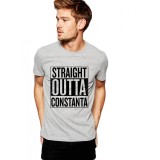 Tricou barbati gri cu text negru - Straight Outta Constanta - XL
