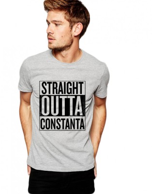 Tricou barbati gri cu text negru - Straight Outta Constanta - L foto