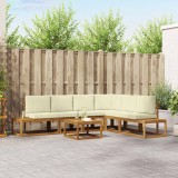 vidaXL Set de canapele de exterior cu pernă 7 Bucată Natural și Crem 3366963