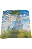Esarfa patrata FU dama, albastru deschis/galben, 70x70 cm, Matase, Marime universala