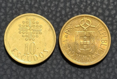 Portugalia 10 escudos 1987 foto