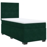 Cumpara ieftin Pat box spring cu saltea, verde inchis, 90x190 cm, catifea