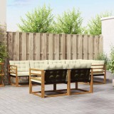 vidaXL Set de canapele de exterior cu pernă 7 pcs Natural și Crem 3369541