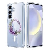 Husa pentru samsung galaxy s25 plus, atasare magnetica, magsafe, pink wreath 10, clear