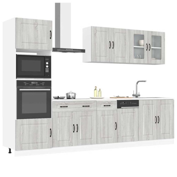 vidaXL Set de dulapuri de bucătărie 7 piese &bdquo;Kalmar&rdquo; lemn Sonoma gri 3314737