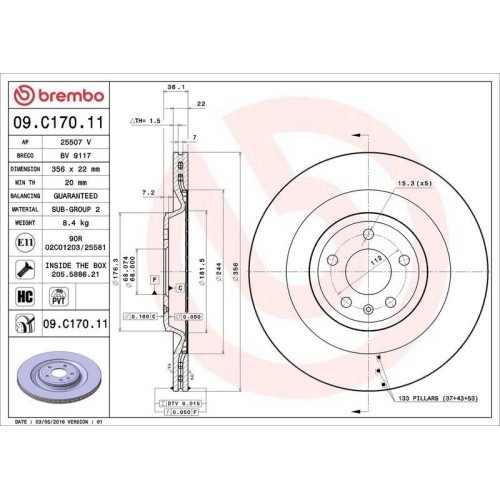 Set disc frana Audi A6 Allroad C7 (4gh 4gj) 01.12-09.18, A6 C7 (4g2 4gc) 11.10-09.18, A6 C7 Avant (4g5 4gd) 05.11-09.18, A7 Sportback (4ga 4gf) 07.10