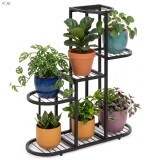 Suport metalic pentru flori si plante cu 5 rafturi si 7 locuri pentru ghivece,structura rezistenta din otel,maxim 30 kg,pentru living,balcon sau t