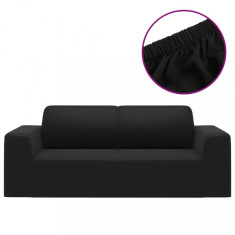 Husa elastica pentru canapea cu 2 locuri negru poliester jerseu foto