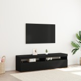 VidaXL Dulapuri TV cu lumini LED 2 piese Negru Stejar 75x35x40 cm Lemn prelucrat