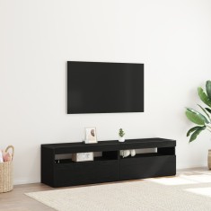 vidaXL Dulapuri TV cu lumini LED 2 piese Negru Stejar 75x35x40 cm Lemn prelucrat