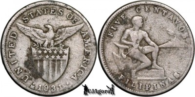 1931 M 5 Centavos - Filipine foto