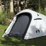 VidaXL Cort camping tunel 3 persoane, alb, țesătură opacă, impermeabil