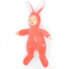 Jucarie de plus - bebe imbracat in iepuras, rosu, 30cm foto