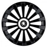 Set 4 capace roti Meridian negru pentru gama auto Skoda Nou Alb-Negru, R14