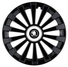 Set 4 capace roti Meridian negru pentru gama auto Skoda Nou Alb-Negru, R14