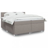 Cumpara ieftin Pat box spring cu saltea, gri taupe, 200x200 cm, textil