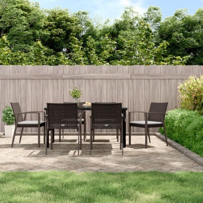 vidaXL Set mobilier de grădină cu perne, 7 piese, poliratan și oțel 3186994 foto