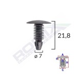 CLIPS TAPITERIE PENTRU HONDA/HYUNDAI/TOYOTA 7X21.8MM - NEGRU SET 10 BUC 61897