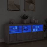 VidaXL Servantă cu lumini LED, gri beton, 162x37x67 cm