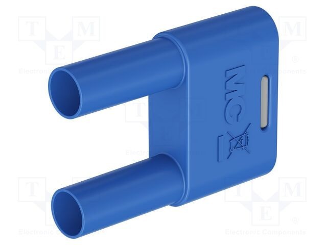 Conector banană 4mm punte stacabilă 32A albastră cu izolație ST&Auml;UBLI