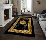 Covor pentru living, model negru/galben