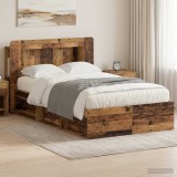 Cumpara ieftin Cadru de pat cu depozitare cu headboard Lemn vechi 120 x 190 cm