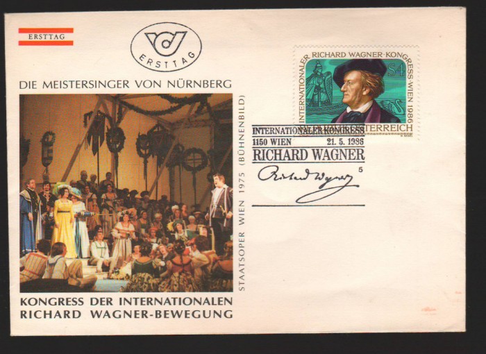 CPIB17070 INTREG POSTAL - AUSTRIA RICHARD WAGNER, 1986