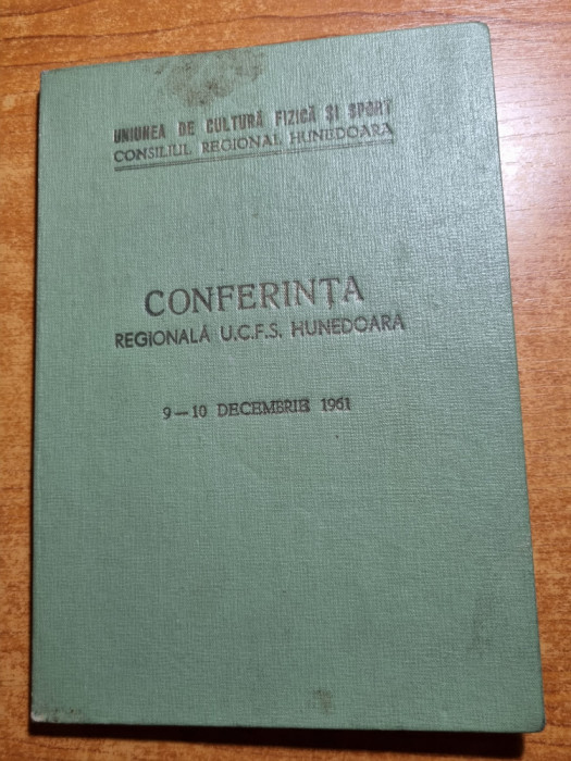 agenda - conferinta regionala UCFS hunedoara - 9-10 decembrie 1961