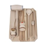 Set tocator dreptunghiular din lemn de fag, 10 piese, 35x25x2cm / EXT 6087