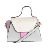 Geanta eleganta multicolora cu design geometric si bareta detasabila