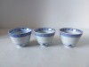 Set 3 cesti sake/ceai portelan China model bob de orez, translucid, decorate cu albastru,5.5cm inaltime x 7cm diametru