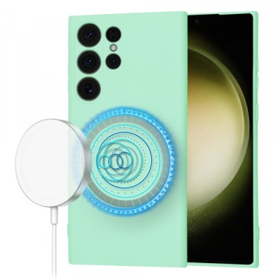 Husa MagSafe pentru Samsung Galaxy S23 Ultra S918, Techsuit, SoftFlex, Verde Deschis foto