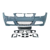 Set bara fata BMW Seria 3 (E90/E91), 08.2008-06.2012, cu gauri spalator si senzori parcare; grunduit, de vopsit; type M-Tech; cu grile inferioare; cu