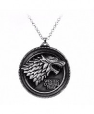 Pandantiv Medalion Lantisor Game of Thrones Winter is Coming&amp;quot; House Stark Wolf Lup Silver foto