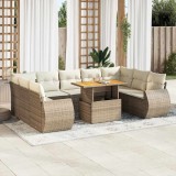 vidaXL Set canapele de grădină cu perne, 10 piese, bej, poliratan 3327306