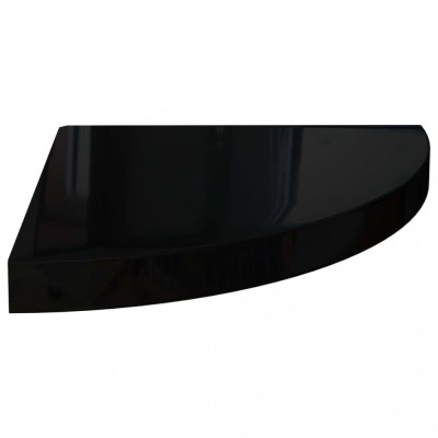 Raft coltar de perete, negru extralucios, 35x35x3,8 cm, MDF foto