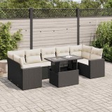 vidaXL Set mobilier de grădină cu perne, 8 piese, negru, poliratan 3326277
