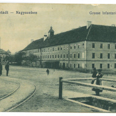 3866 - SIBIU, Military School Tramway Romania - old postcard, CENSOR - used 1916