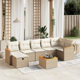 vidaXL Set canapele de grădină, 8 piese, cu perne, bej, poliratan 3265321
