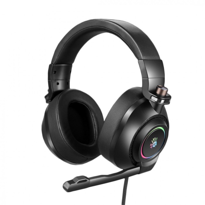 CASTI A4TECH Bloody gaming, cu fir, tip standard, utilizare multimedia (PC and more), microfon pe casca, 7.1 virtual sound, iluminare, negru, USB, &amp;qu