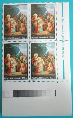 TIMBRE ROM&amp;Acirc;NIA LP1399/1995 -CRĂCIUN - Bloc de 4 timbre MNH foto