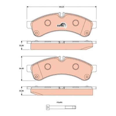 Set placute frana spate TRW, IVeco Daily IV, 2006-2014, Daily VI, 2014-, spate; puntea spate foto