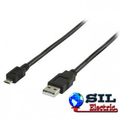 Cablu USB 2.0 tata - microUSB tata 2m negru Valueline foto