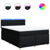 Cumpara ieftin Pat box spring cu saltea, negru, 140x200 cm, textil