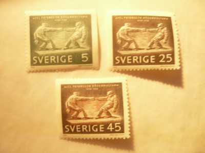Serie mica Suedia 1968 - 100 Ani Axel Petersson ,3 valori (din 4v) foto