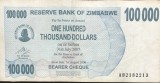(ORIX) Bancnota / Cec Zimbabwe 100.000 (100 mii) Dolari 2006 - Colecție / Hiperinflație