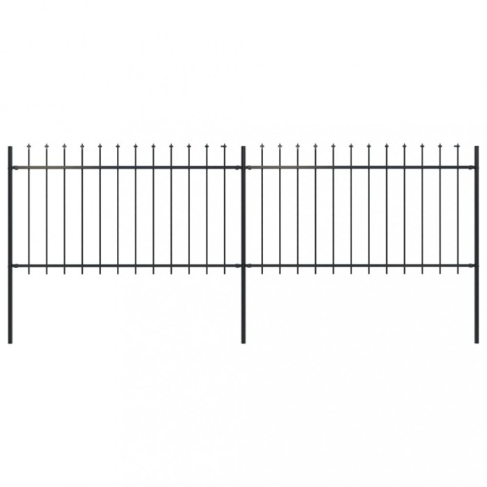 vidaXL Gard de grădină cu v&acirc;rf suliță, negru, 3,4 x 1 m, oțel